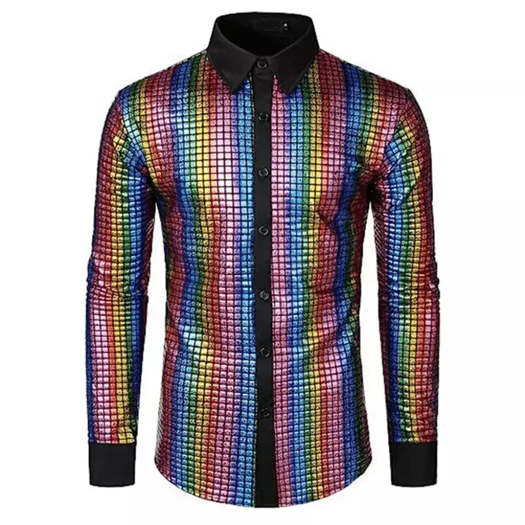 Camisa anos 70 80 Disco Masculina Adulto