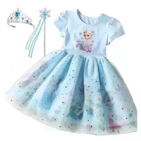 Vestido Elsa Frozen Infantil Estampado - comprar online