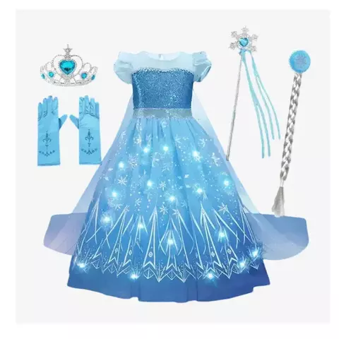 Fantasia Frozen Elsa com Acessórios e Led - comprar online