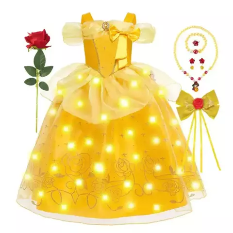 Fantasia Princesa Bela e a Fera com Luz de Led Infantil - comprar online