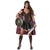 Fantasia gladiadora romana feminina com capa, escudo e espada.