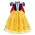 Fantasia infantil da Branca de Neve com corpete azul e saia amarela adornada, ideal para festas e fantasias.