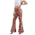 Calça boca de sino hippie anos 70 feminina. Estampa retrô, confortável e estilosa. Ideal para fantasias e looks autênticos