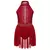 Traje de bailarina infantil vermelho com detalhes em strass e saia de tule.