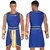 Fantasia Gladiador Romano Masculina em azul com detalhes em dourado, mostrando frente e costas do traje.