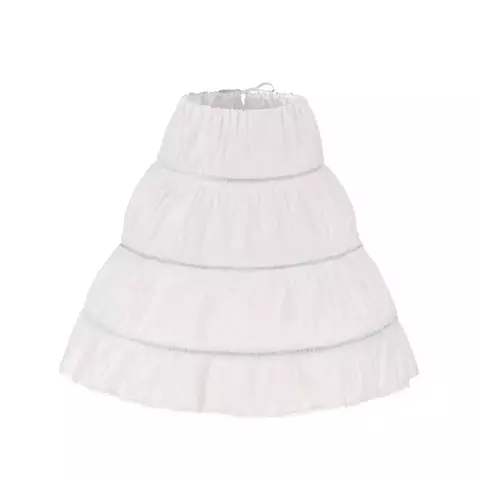 Saiote de vestido infantil branco com camadas de tule.