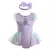 Fantasia de princesa encantada para bebês, em tons de roxo e verde, com saia de tule e tiara combinando.