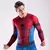 Camisa masculina de super-herói em estilo do Homem-Aranha, com cores vibrantes e design ajustado.