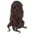 Peruca Princesa Infantil com cabelo castanho e ondulado, amarrada com um laço na parte de trás.