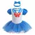 Fantasia de princesa encantada para bebês, com corpo branco e saia azul em tule, acompanhada de tiara azul.