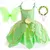 Fantasia da Fadinha Sininho Infantil com vestido verde, asas de borboleta e tiara floral.