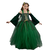 Menina usando fantasia de fadinha verde com detalhes em dourado e tiara de flores, ideal para festas infantis e Halloween.