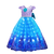 Vestido infantil da Pequena Sereia Ariel com detalhes em LED e saia azul gradiente.