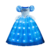 Vestido infantil Cinderela com luzes de LED na cor azul, com detalhes em renda e mangas bufantes.