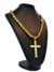 Cordão Balão Bordado 13mm Pingente Cruz Banhado Ouro