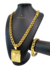 Cordão+Pulseira Friso Triplo 13mm Pingente Escolha sua Letra De A a Z Banhado a Ouro 18k