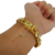 Cordão+Pulseira Friso S 13mm Fecho Mãos Pingente Nossa Senhora Placa Banhado a Ouro 18k na internet