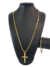 Cordão+Pulseira Cadeado 3mm Pingente Cruz Templaria Banhado Ouro 18k