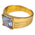 Anel Pedra Solitário Comendador Zircônia Azul Banhado a Ouro 18k - Miami Gold 18k