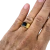 Anel Pedra Solitário Comendador Zircônia Negra Banhado a Ouro 18k - Miami Gold 18k