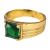 Anel Pedra Solitário Comendador Zircônia Verde Banhado a Ouro 18k - Miami Gold 18k