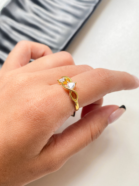 Anel duplo corações | banhado a ouro 18K