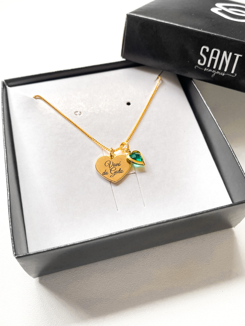 COLAR CORAÇÃO PERSONALIZADO P | BANHDO A OURO 18K