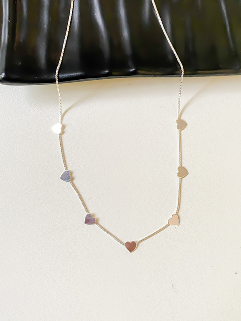 CHOKER CORAÇÕES | BANHADO A PRATA 925