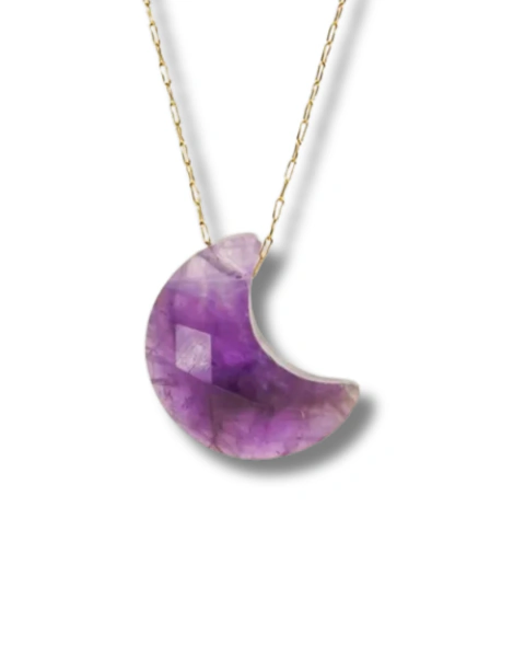 Dije luna amatista en oro laminado 18k