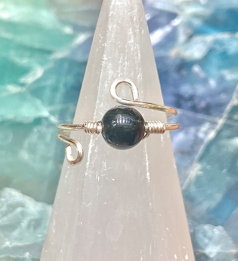 Anillo obsidiana ajustable