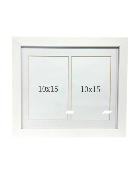 Porta-retrato Duplo Medida Interna 10x15 - Moldura Branca
