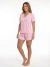 Pijama americano feminino rosa algodão doce curto na internet