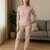 Pijama feminino longo inverno liso rosê na internet