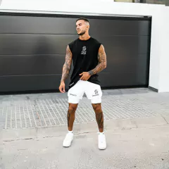 short duplo masculino dryfit branco