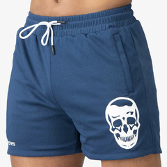 short masculino curto para academia com caveira