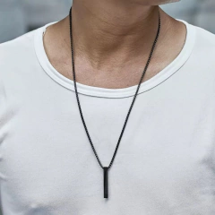 colar masculino aço inox preto