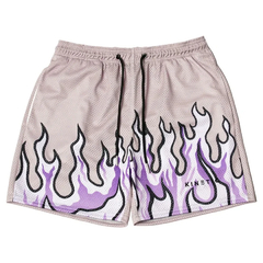 short masculino com estampa de fogo
