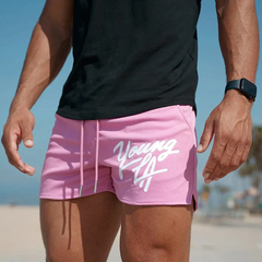 short masculino rosa para treino