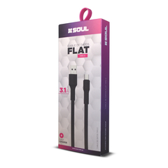 CABLE IPHONE LIGHTNING SOUL FLAT 1MT 3.1A