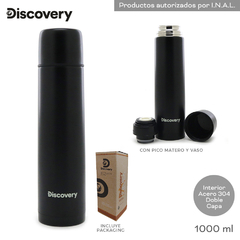 TERMO 1Lt DISCOVERY BALA NEGRO ACERO INOXIDABLE - comprar online