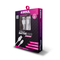 CABLE IPHONE SOUL 3MT ENGOMADO BLANCO - comprar online
