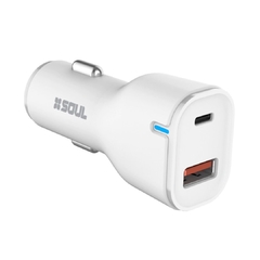 CARGADOR AUTO SOUL USB Y TIPO-C + CABLE MICRO USB