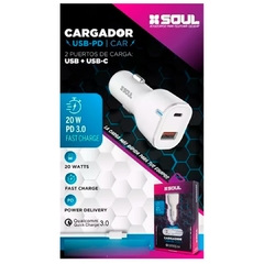 CARGADOR AUTO SOUL USB Y TIPO-C + CABLE MICRO USB - comprar online