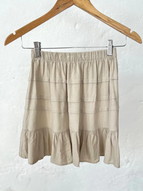 POLLERA BEIGE DE LINO CORTA - comprar online