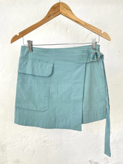 POLLERA FURZAI CRUZADA CELESTE ELASTIZADA - comprar online