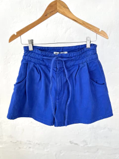 SHORT ZARA DE JEAN AZUL TIRO ALTO CON BOLSILLOS GRANDES ATRAS - comprar online