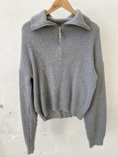 SWEATER VESNA C CIERRE EN EL CUELLO Y MANGAS BORDADAS - comprar online