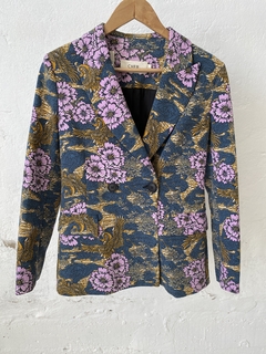 BLAZER CHER ESTAMPADO AZUL LILA Y MOSTAZA - comprar online