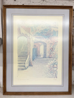 CUADRO ACUARELA MARCO DE MADERA CON VIDRIO $60.000