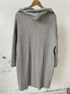 SWEATER MILLIE GRIS LARGO DE LANA TEJIDO - tienda online